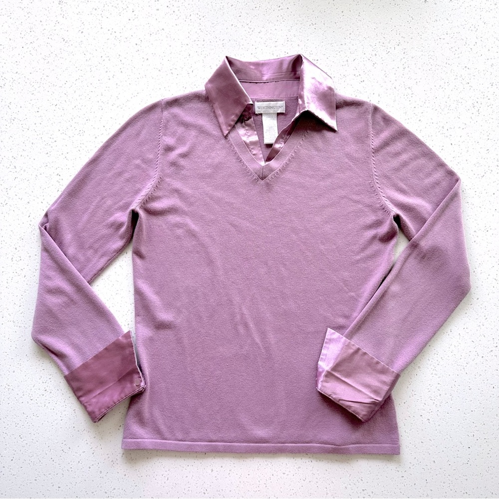 Worthington Y2K Sweater with Collar Medium
